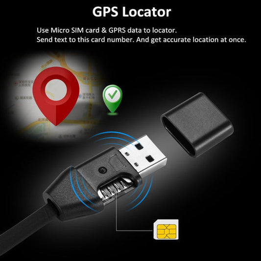 Mini traceur GPS espion 2 en 1 pour véhicules et câble de chargement USB