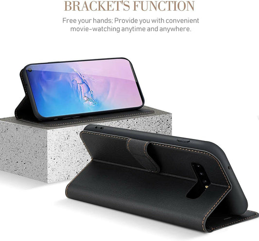 Flip cover cuir pour Samsung Galaxy S10 Plus - Noir