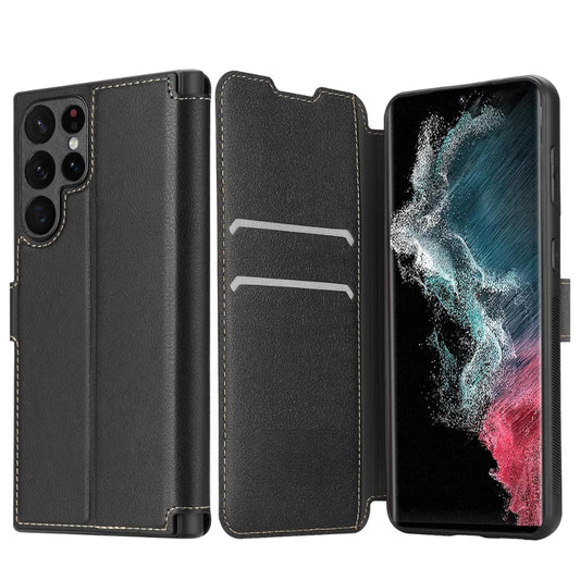 Flip cover cuir pour Samsung Galaxy S23 Ultra - Noir